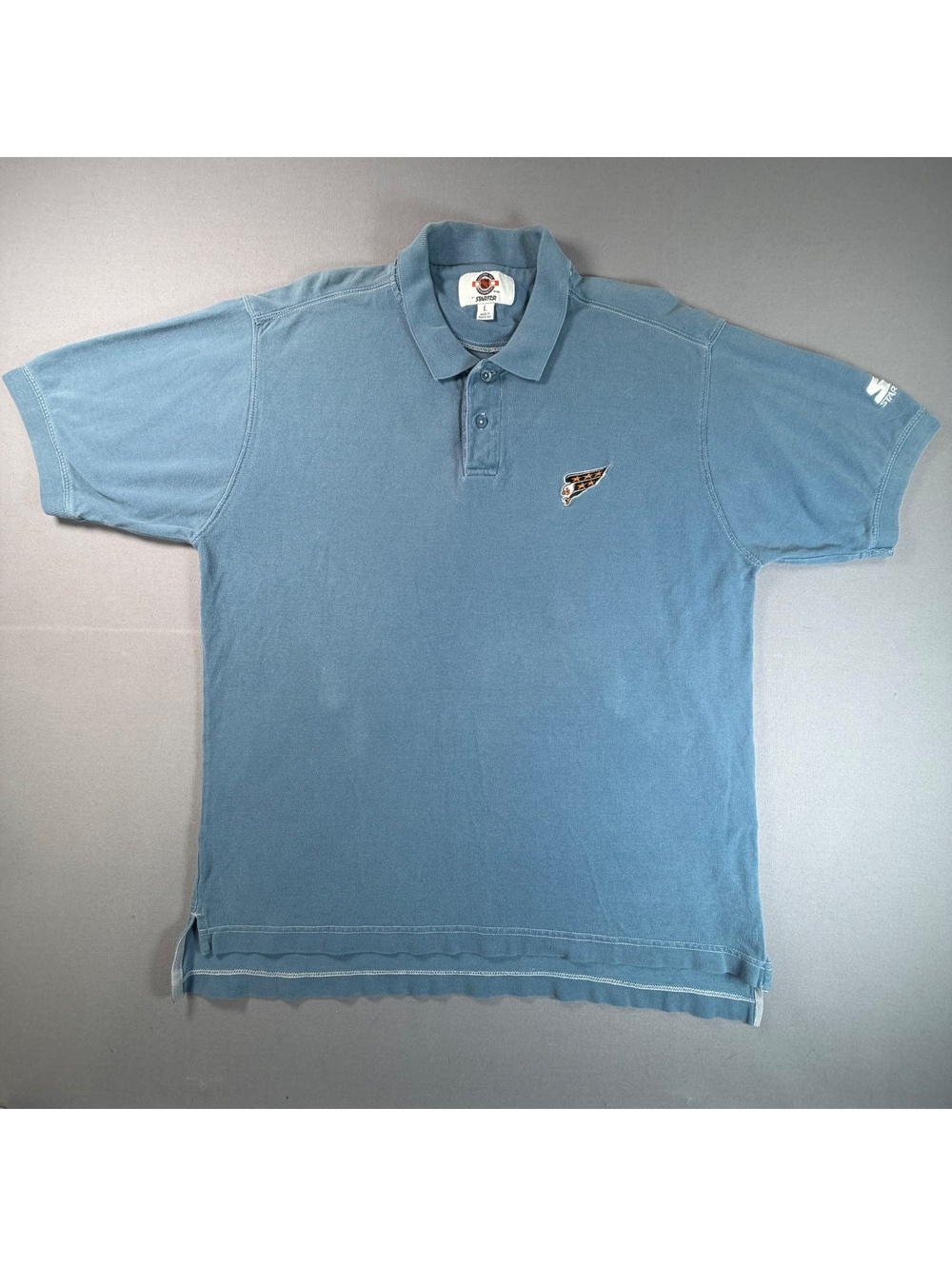 Vintage Starter Washington Capitals Polo Shirt L Blue Screaming Eagle NHL 90s